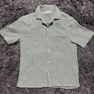 Zara knit tweed button up shirt